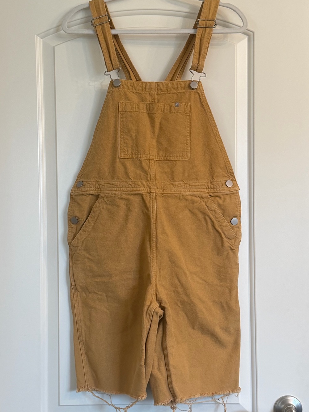 Everlane Mustard Cutoff Overalls